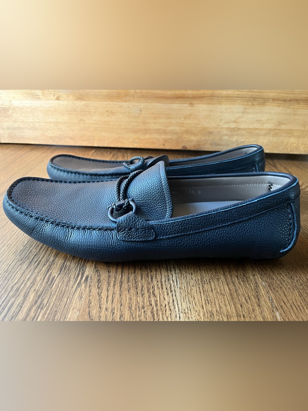 Salvatore Ferragamo Men's Marine Blue Gancini Driver Ornament Loafer Sz 11.5 D